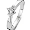 Witgouden ring, 0.16 ct diamant, Hearts & Arrows