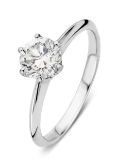 Witgouden ring, 1.01 ct diamant, Solitair