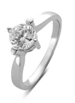 Witgouden ring, 1.24 ct diamant, Hearts & Arrows