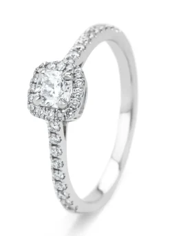 Witgouden ring, 0.55 ct diamant, Hearts & Arrows