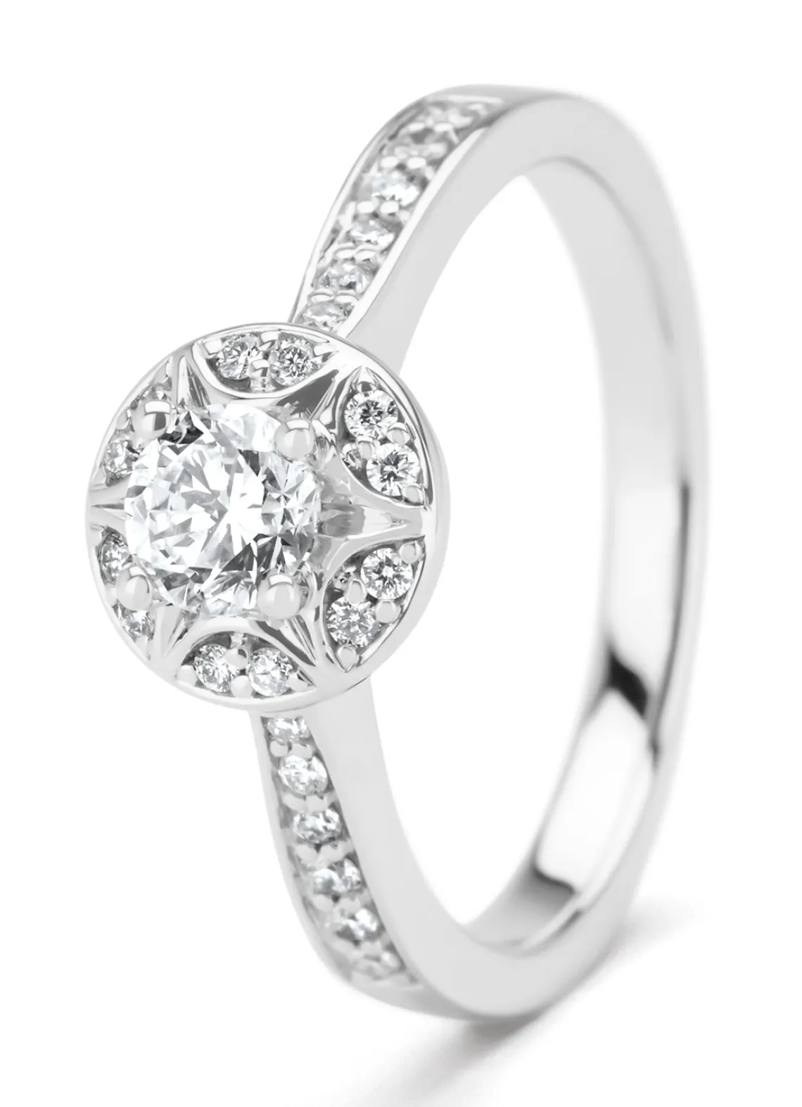Witgouden ring, 0.57 ct diamant, Solitair