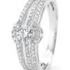 Witgouden ring, 0.61 ct diamant, Hearts & Arrows