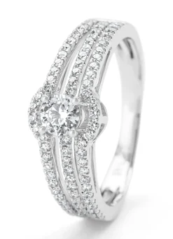 Witgouden ring, 0.61 ct diamant, Hearts & Arrows