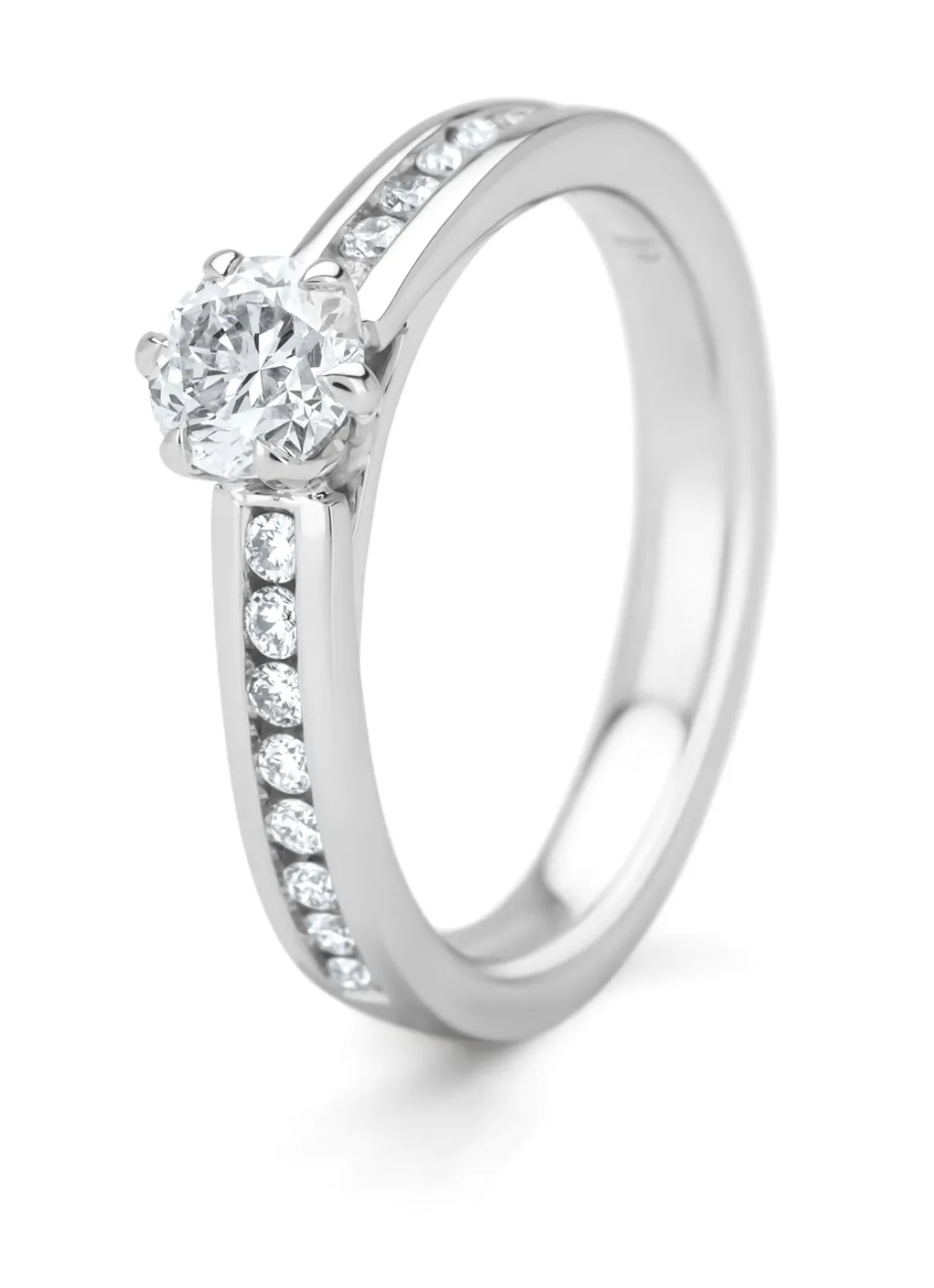 Witgouden ring, 0.72 ct diamant, Solitair