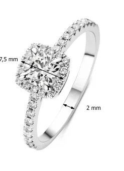 Witgouden ring, 0.89 ct diamant, Hearts & Arrows