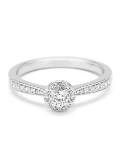 Witgouden ring, 0.24 ct diamant, Solitair