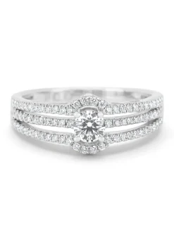 Witgouden ring, 0.61 ct diamant, Hearts & Arrows
