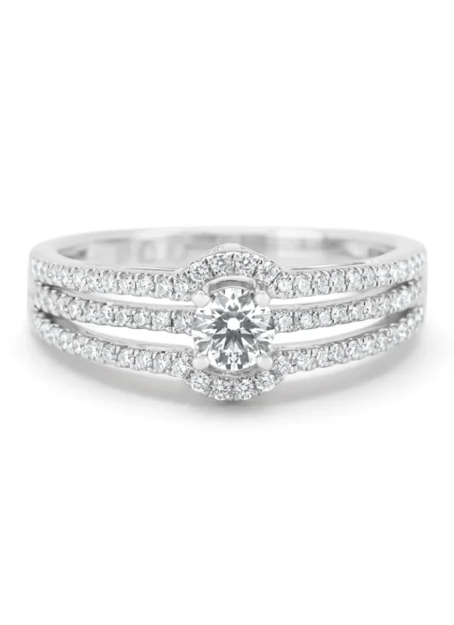 Witgouden ring, 0.61 ct diamant, Hearts & Arrows
