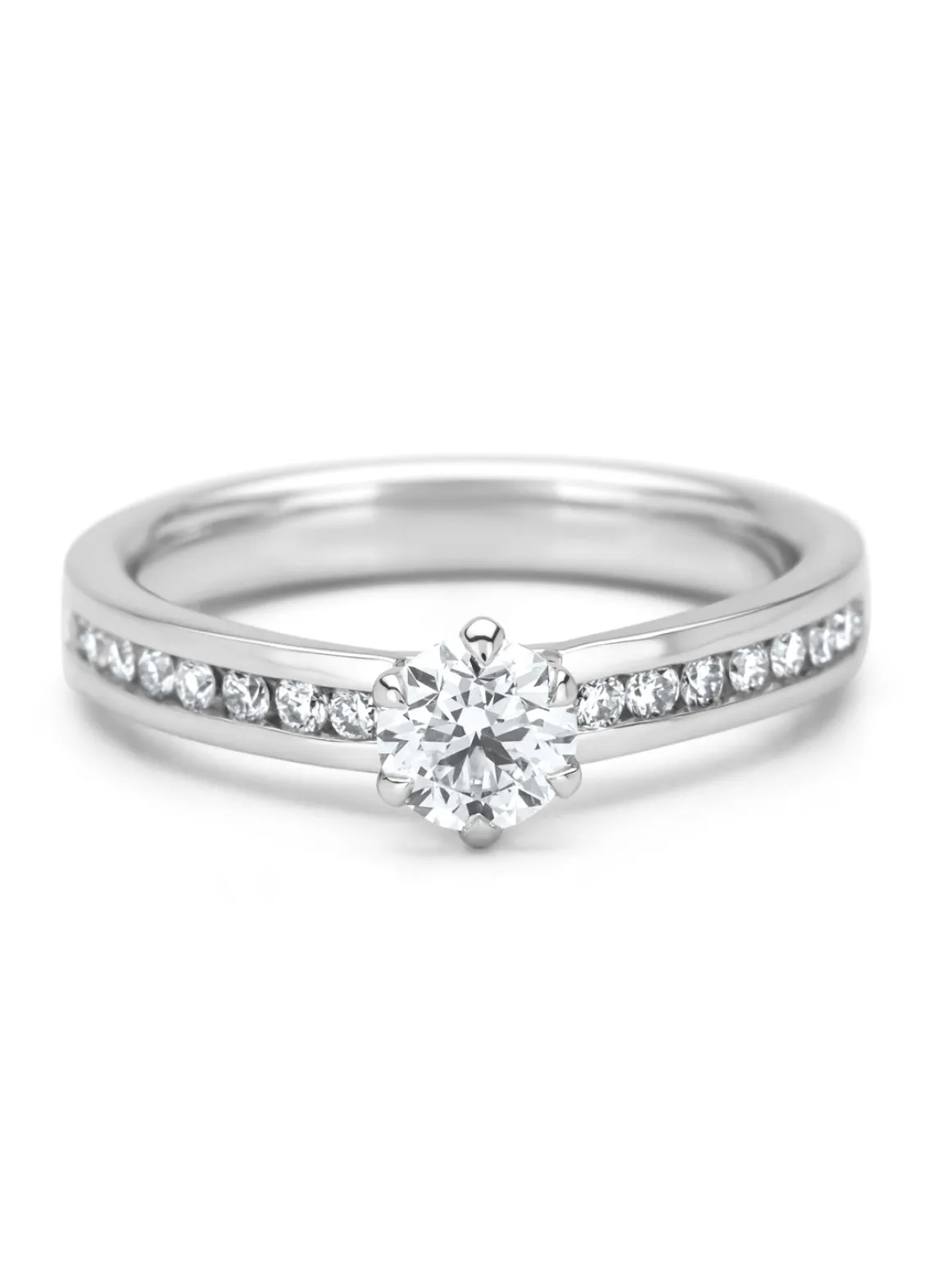 Witgouden ring, 0.72 ct diamant, Solitair