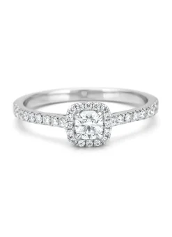 Witgouden ring, 0.55 ct diamant, Hearts & Arrows