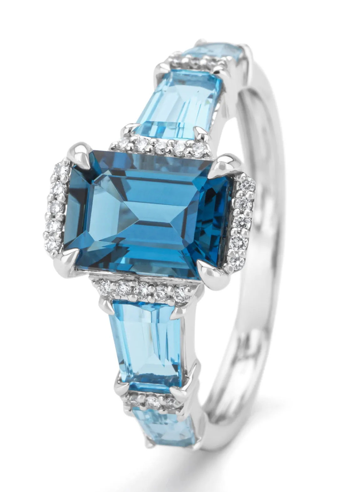 Witgouden ring, 1.76 ct london topaas, Gallery