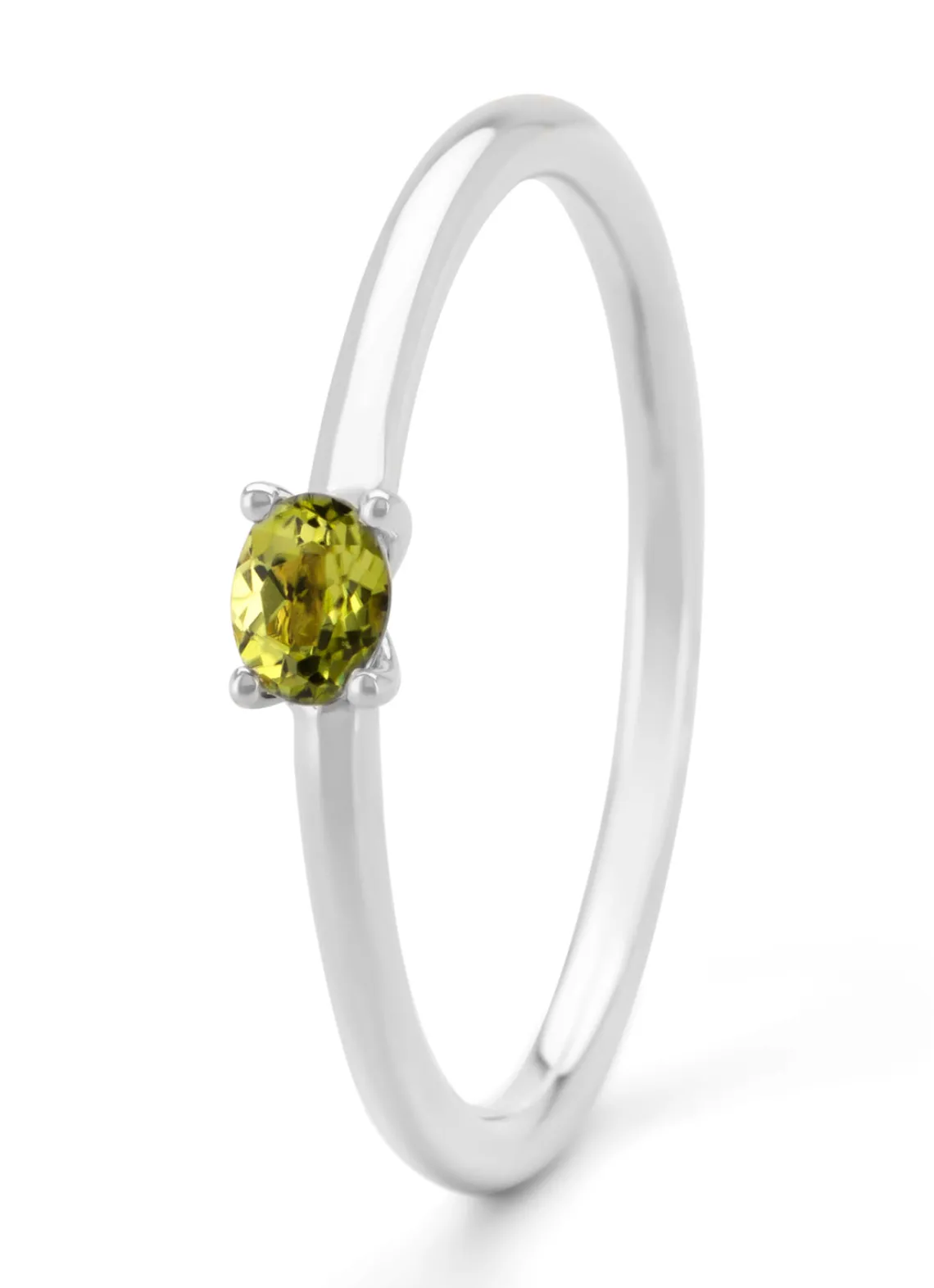 Witgouden ring, 0.19 ct peridoot, Joy