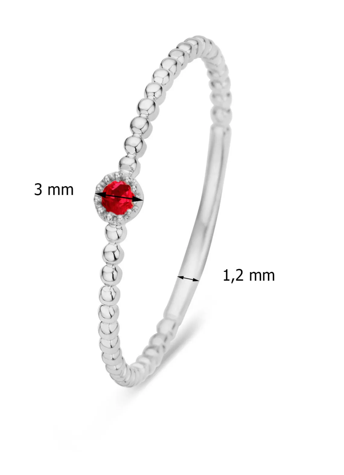 Witgouden ring, 0.05 ct robijn, Joy