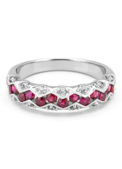 Witgouden ring, 0.68 ct robijn, Majestic
