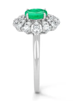 Witgouden ring, 0.48 ct smaragd, Majestic