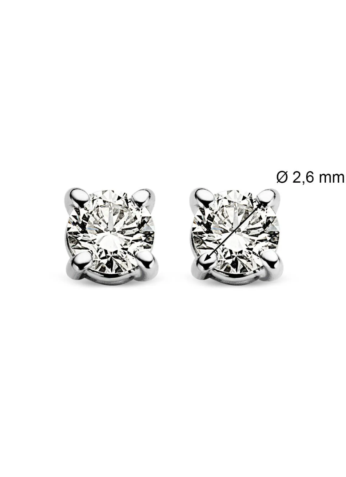 Witgouden solitair oorstekers, 0.12 ct diamant, Groeibriljant