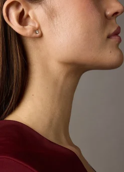 Witgouden solitair oorstekers, 0.30 ct diamant, Groeibriljant