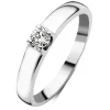 Witgouden solitairring, 0.14 ct diamant, Groeibriljant