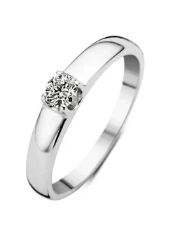 Witgouden solitairring, 0.23 ct diamant, Groeibriljant