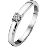 Witgouden solitairring, 0.11 ct diamant, Groeibriljant