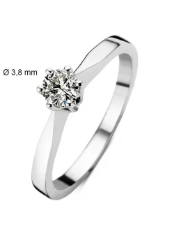 Witgouden solitairring, 0.23 ct diamant, Groeibriljant