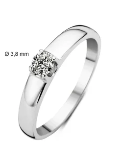 Witgouden solitairring, 0.23 ct diamant, Groeibriljant